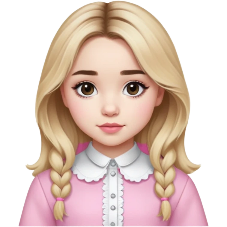 Sabrina Carpenter blonde pop star in a pink and white outfit, Short n' Sweet look emoji