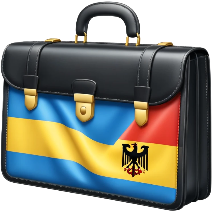 Work opportunities symbol with briefcase and German and Ukrainian flags emoji