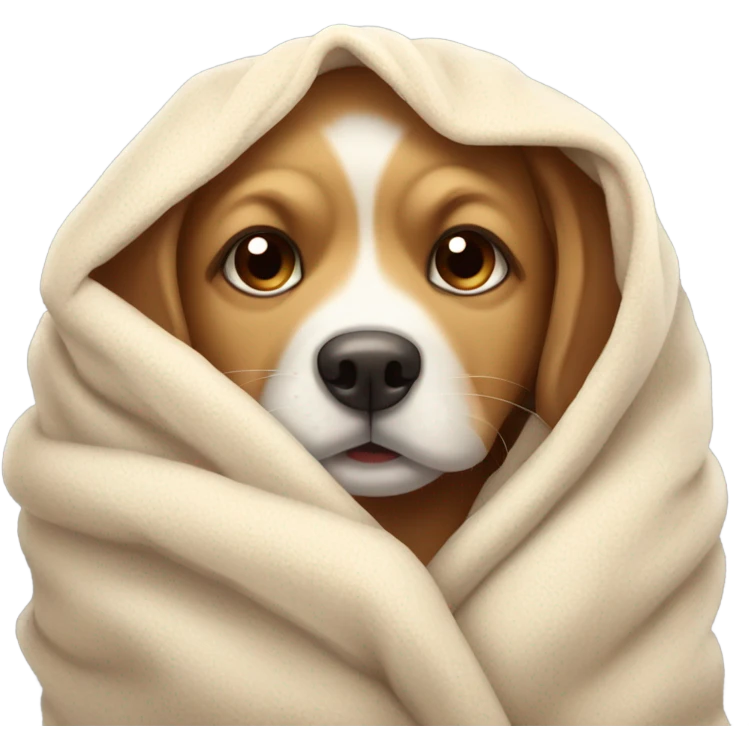Cute dog wrapped around blanket  emoji