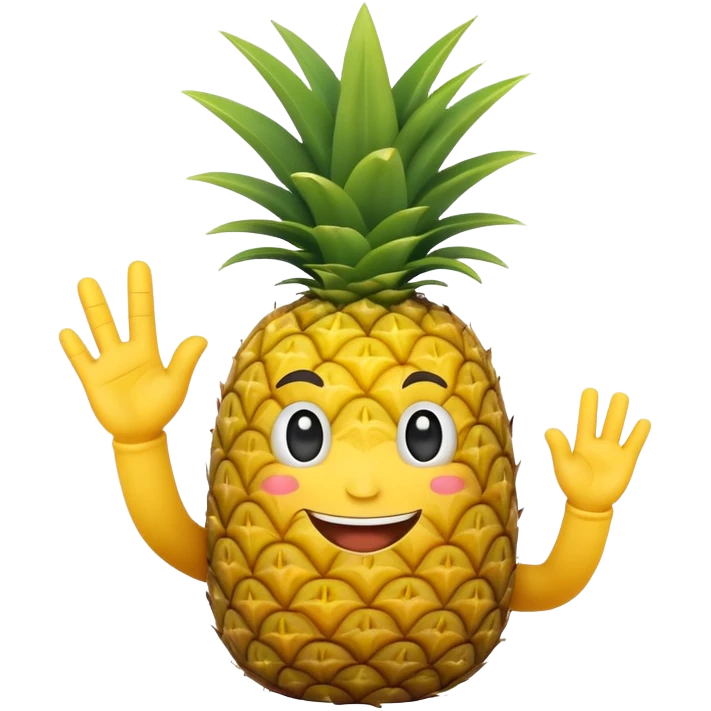 cartoon pineapple waving with one hand emoji