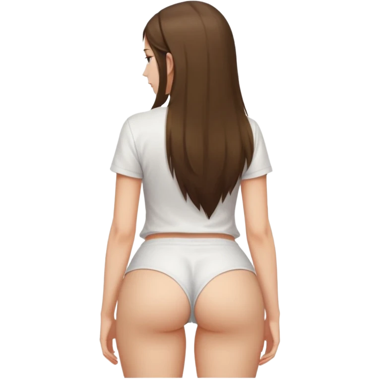 Naked but wearing shirt emoji girl full body no underwear butt turned around  no pants head facing back no underwear bare butt cheeks emoji