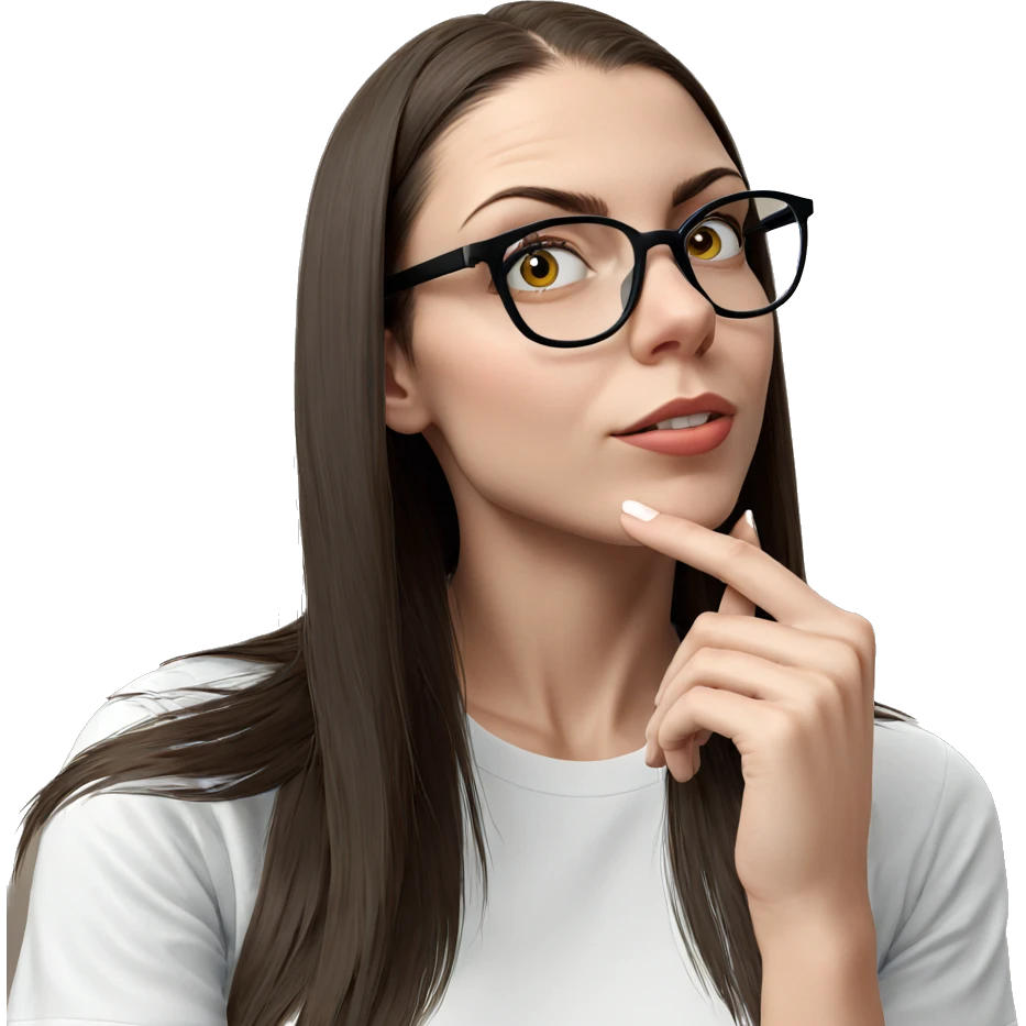 thoughtful girl in white shirt emoji