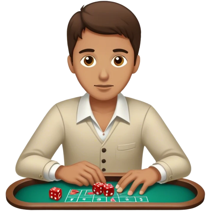 Brunette guy playing craps emoji