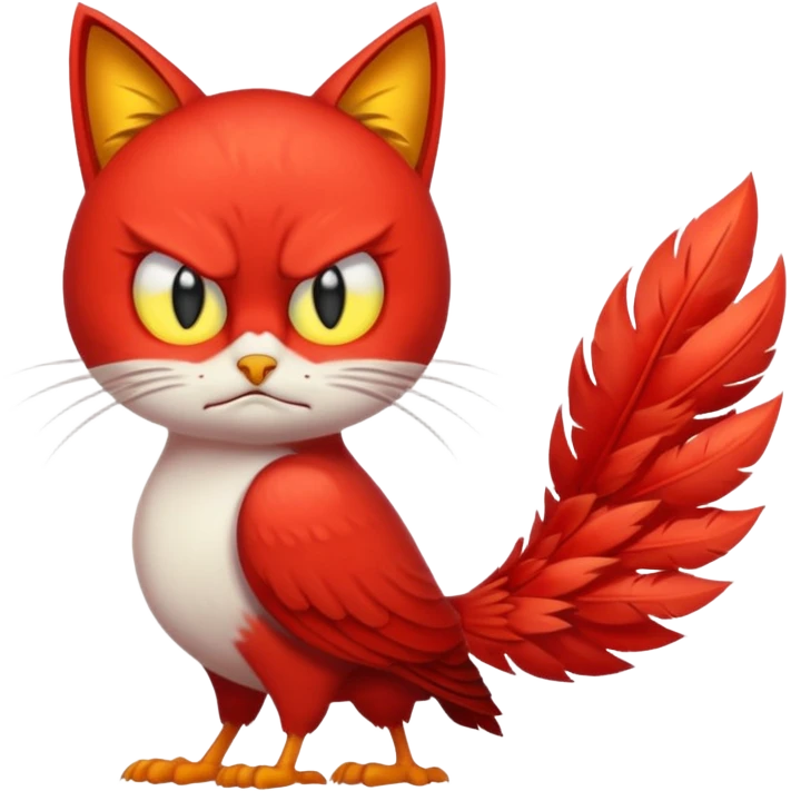 bird angry red with cat tail emoji