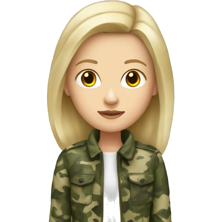 white girl with a camouflage jacket on emoji