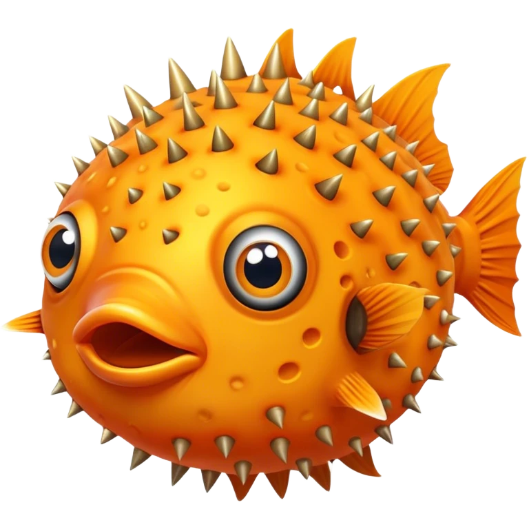 All Orange PufferFish with Spikes Only sidefins facing forward emoji