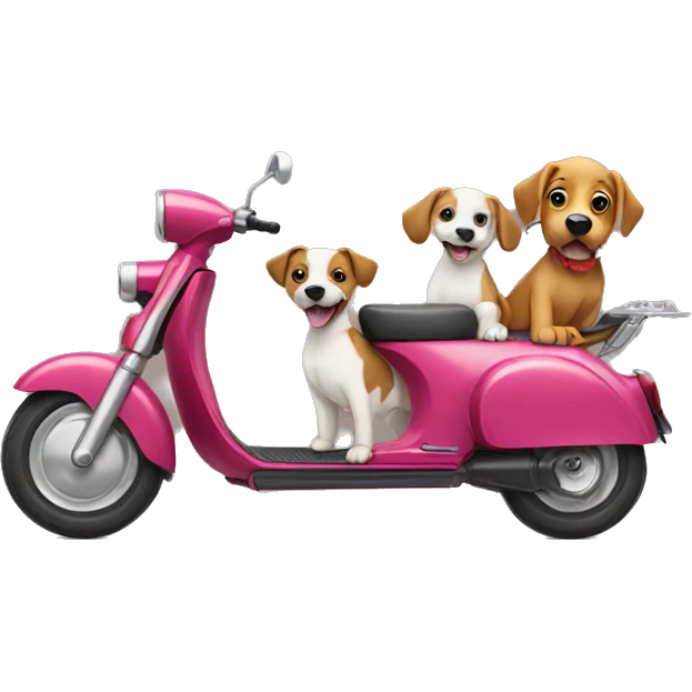 Scooter being pulled by two dogs emoji
