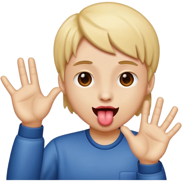 tongue out with hands to the side emoji