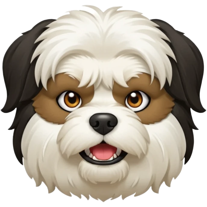 White havanese angry at black havanese emoji
