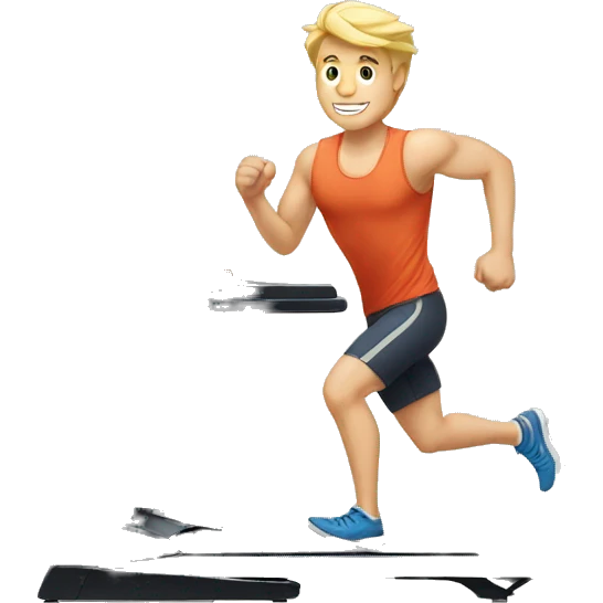 blonde guy running on a treadmill emoji