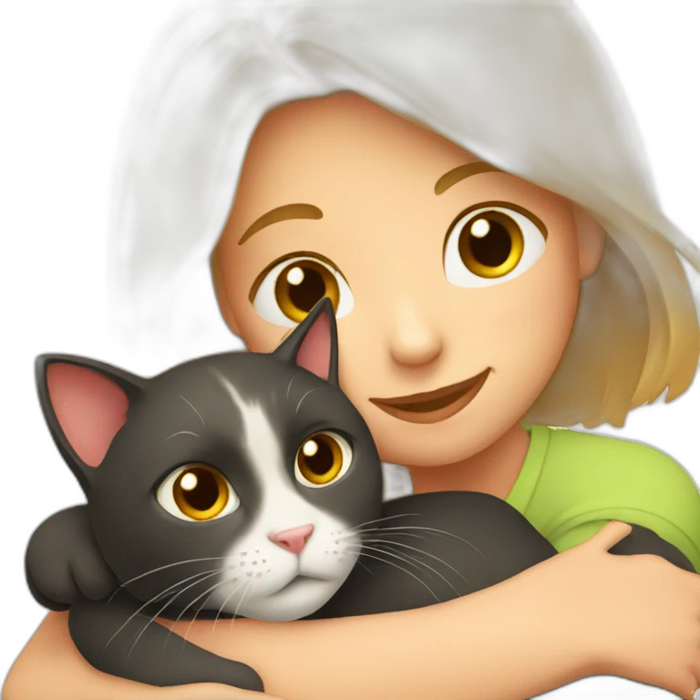 Girl hug her cat emoji