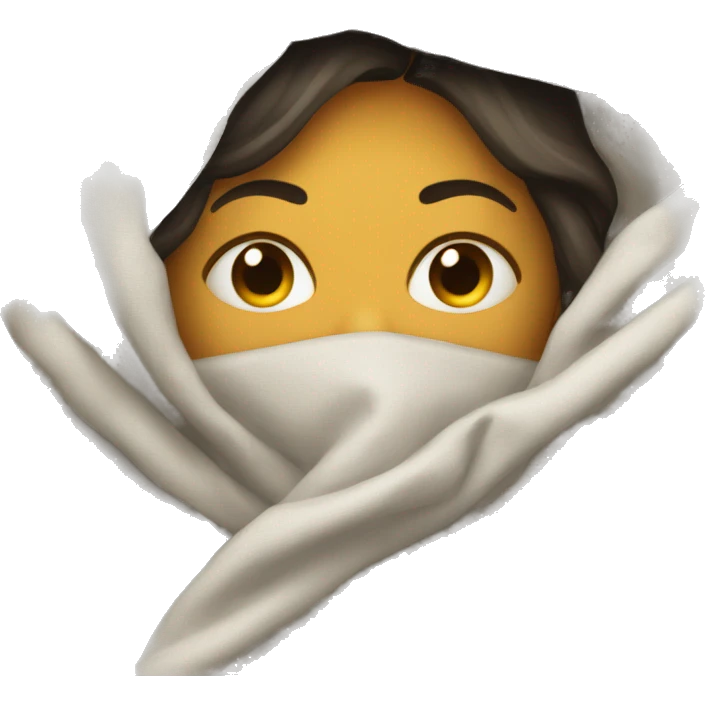 woman covered by blanket with her face out emoji