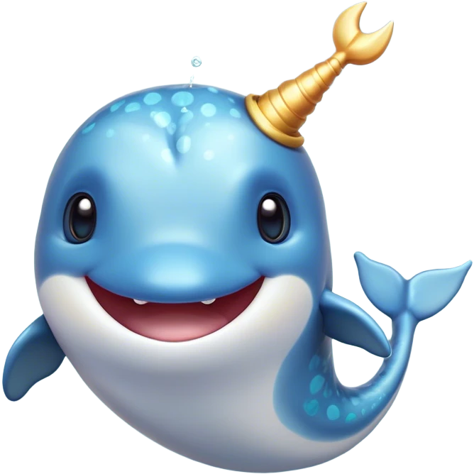 Cinematic Comical Narwhal Portrait Emoji, Head tilted dramatically with an exaggeratedly shocked expression, featuring a streamlined body with a prominently spiraled tusk and wide, comically expressive eyes brimming with disbelief, Simplified yet hilariously expressive features, highly detailed, glowing with a slightly sassy glow, high shine, dramatic yet playful, stylized with an air of quirky oceanic attitude, bright and endearing, soft glowing outline, capturing the essence of a meme-worthy narwhal that appears ready to side-eye its way into internet fame instantly! emoji