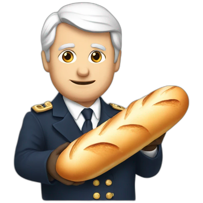 french president holding a baguette emoji