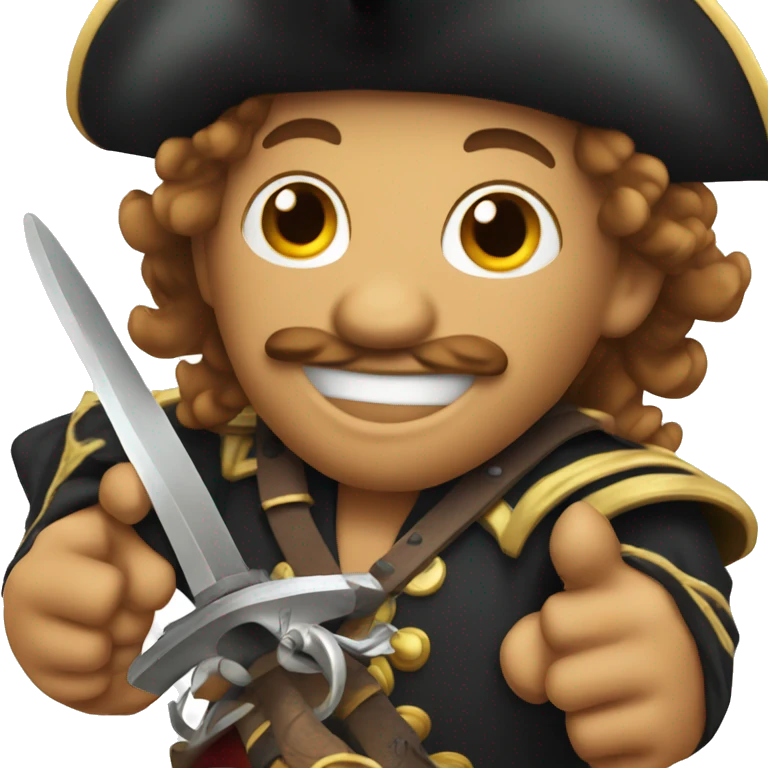 cheerful pirate with a saber emoji
