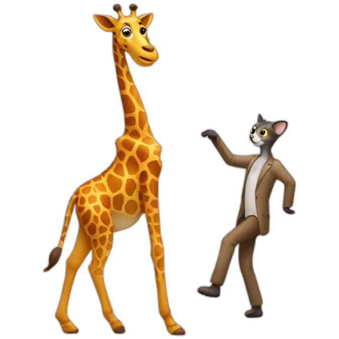 girafe qui danse avec un chat emoji