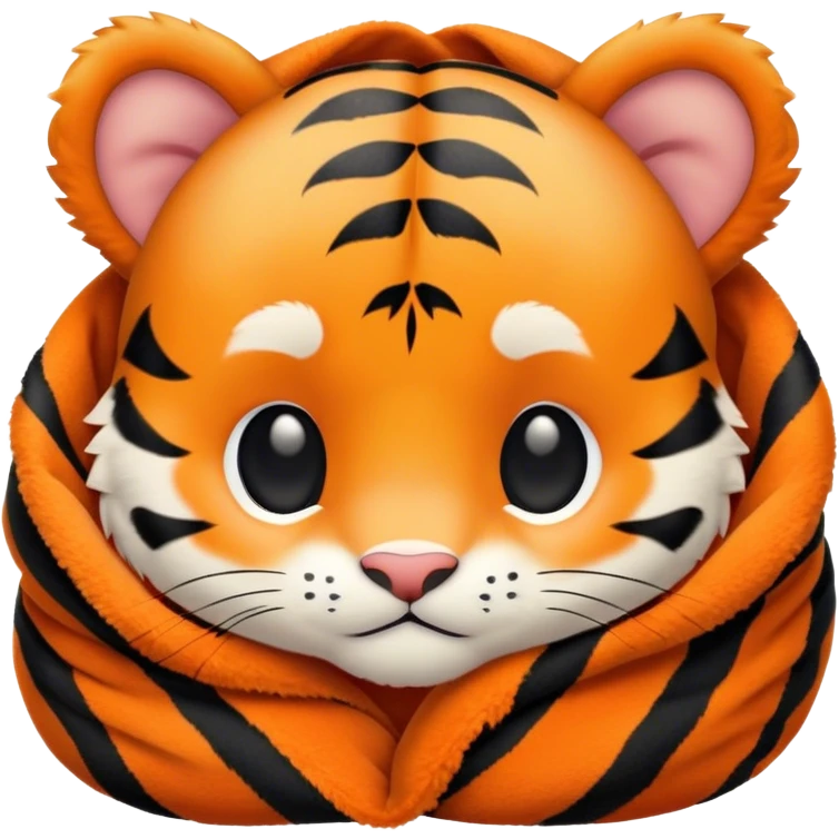 Cute, Disney-style baby tiger cozy in blanket emoji