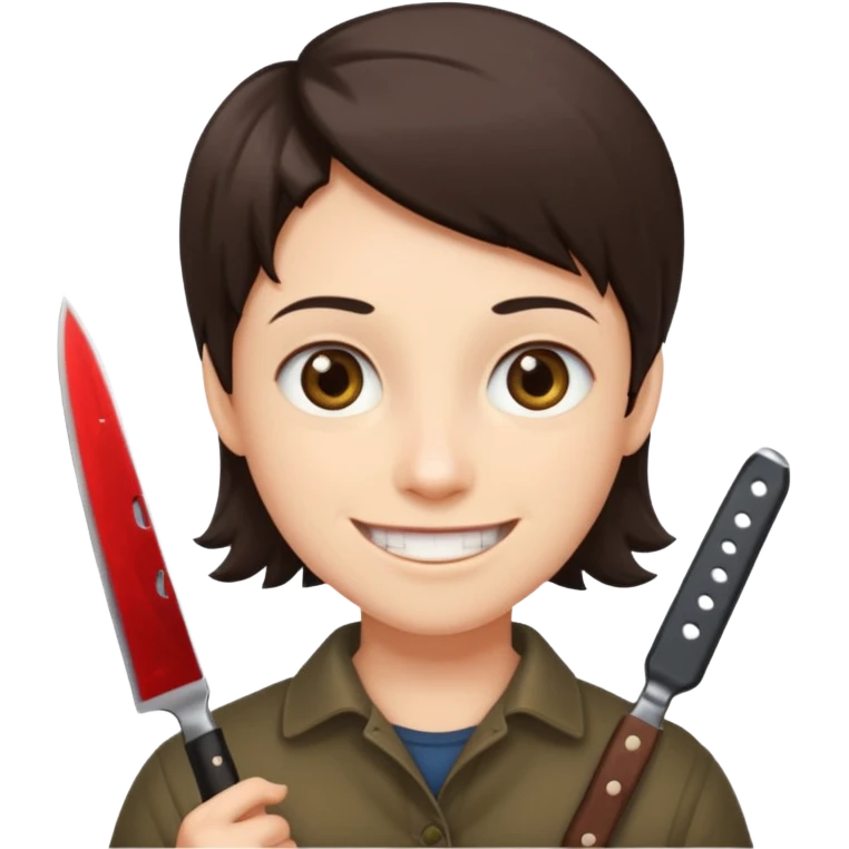 Smiling, holding a knife emoji