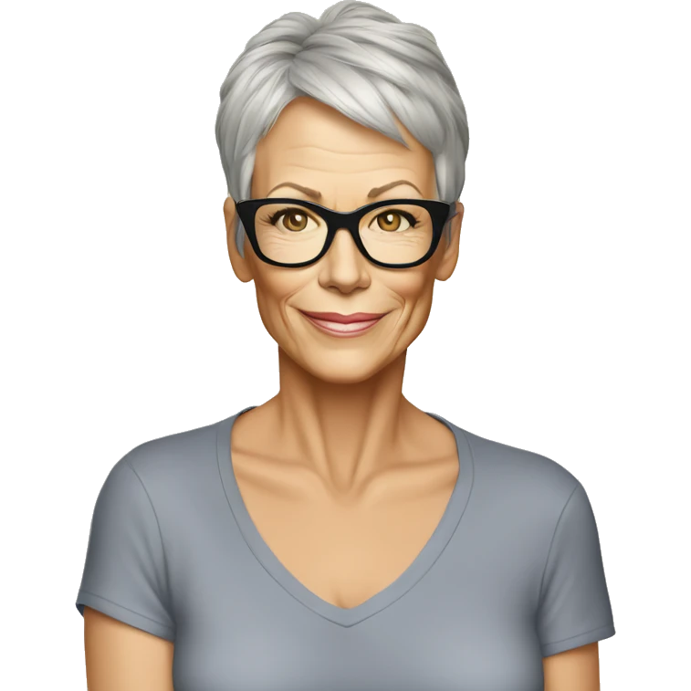 40 year old Jamie Lee Curtis cartoon wearing tee emoji