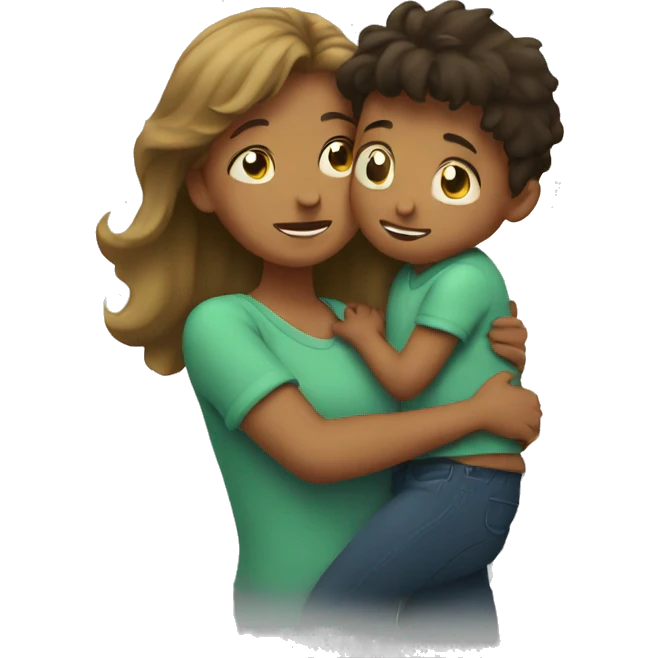 A mom hugging her son emoji