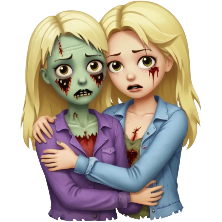 cute cruel blonde hugging zombie woman emoji