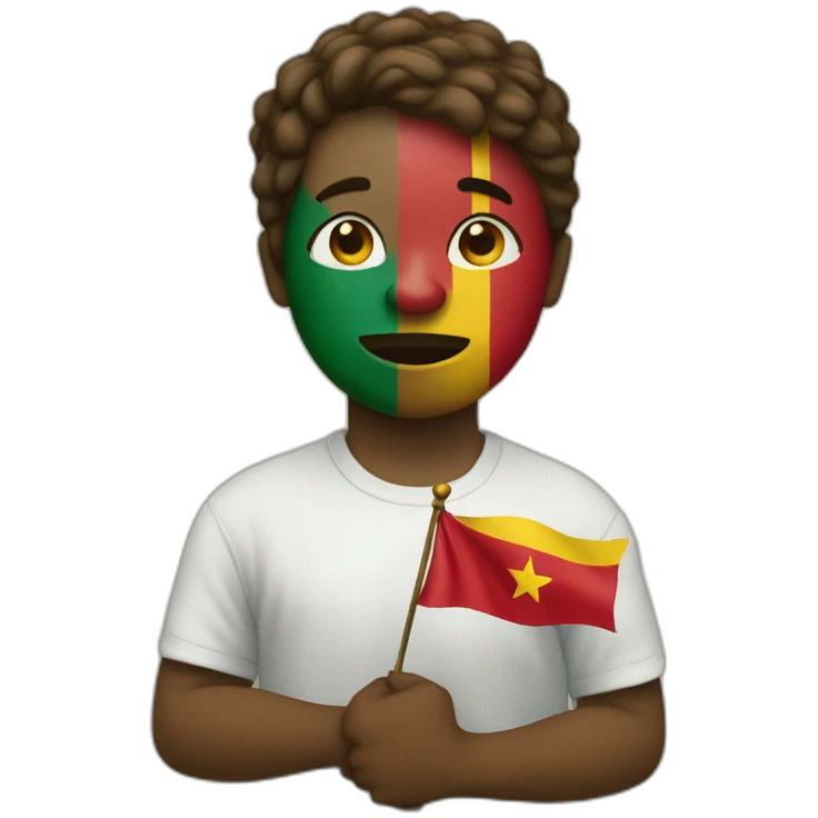 A CAMEROONIAN CRIES WITH THE FLAG IN HAND emoji
