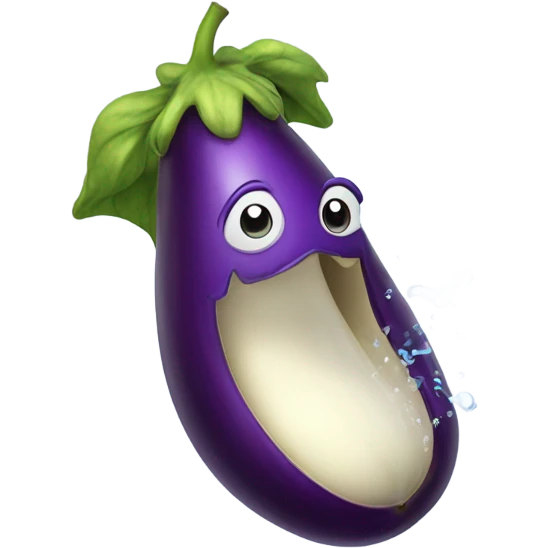And eggplant with water squirting out emoji