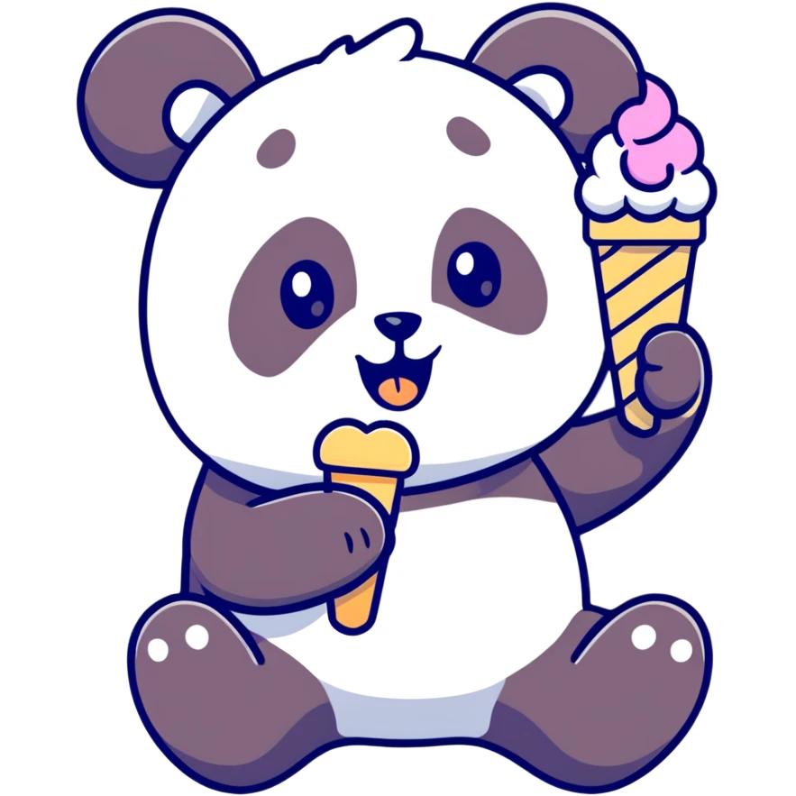 Panda eating ice cream emoji