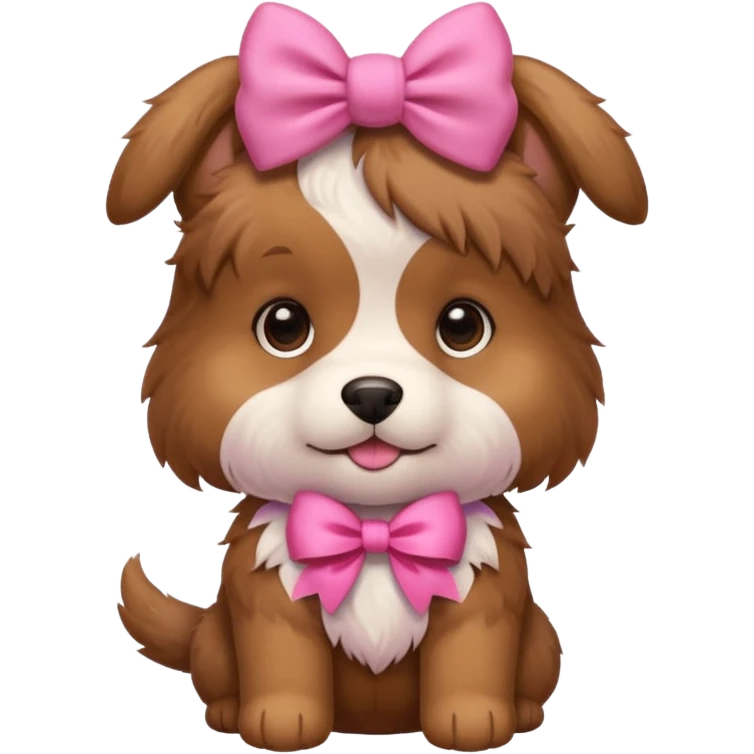 adorable puppy with a pink bow on its head emoji