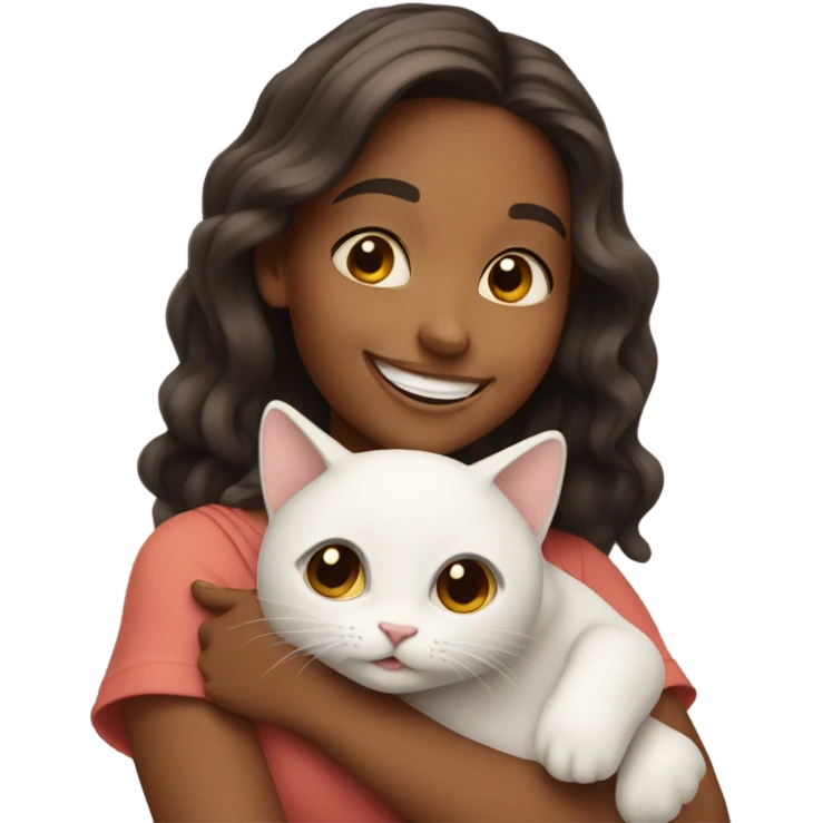happy girl holding a cat emoji