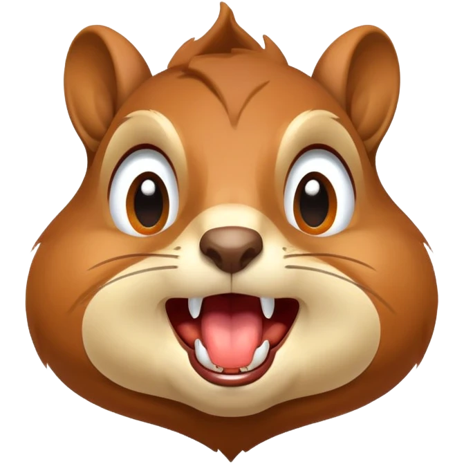 Close-up of squirrel face with exaggerated drool dripping from mouth, very hungry expression, saliva clearly visible emoji