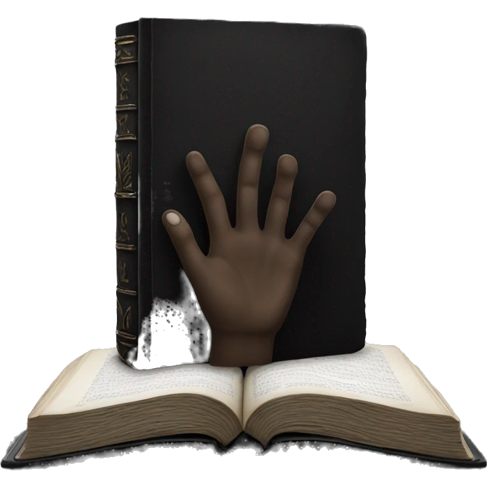 Black hand on black Bible emoji