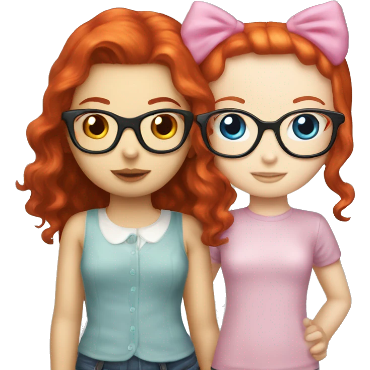 hello kitty and redhead girl with glasses  emoji