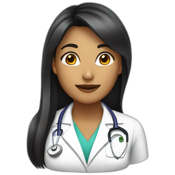 Una doctora con lente cabello negro largo delgada emoji