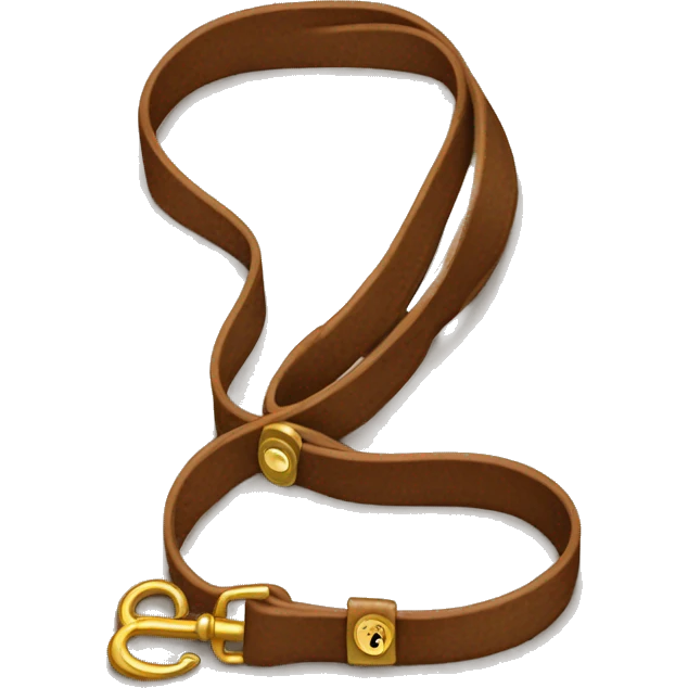 Brown dog leash with golden snap  emoji