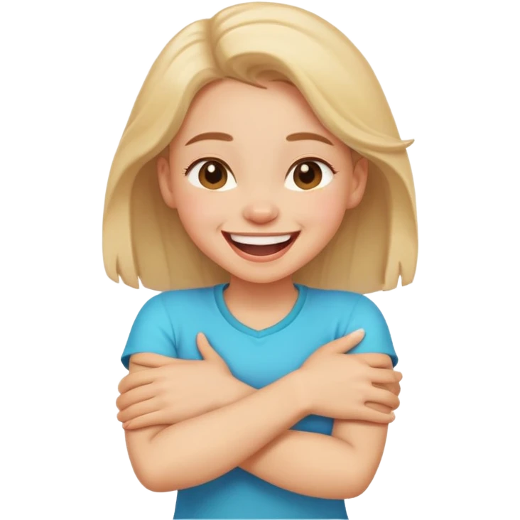 Arms crossed holding neck laughing girl emoji