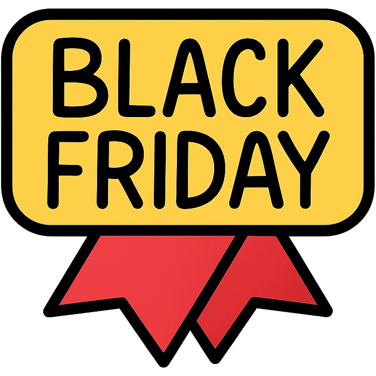 Black Friday label with hand lettering  emoji