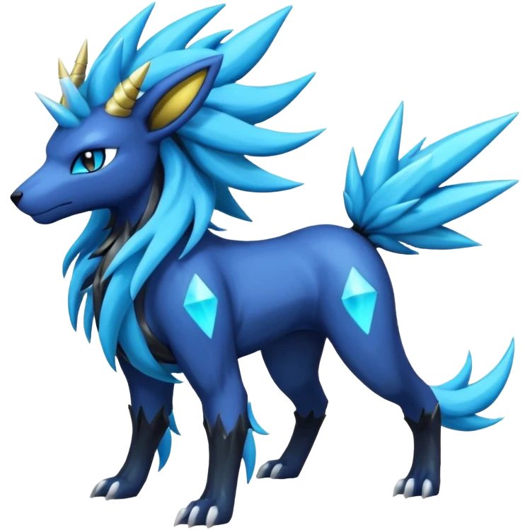 Shiny Dark Edgy Suicune-Cobalion-Manectric-Aurorus-Fakémon-hybrid-creature (full body)  emoji