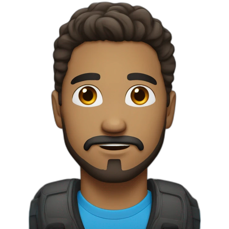 brown man blue eyes medium long hair with mustache plus goatee emoji