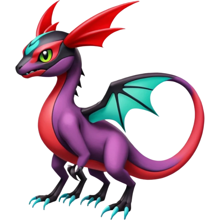 Colorful Cool Badass  Meloetta-Noibat-Noivern-Salandit-Guilmon-Darkrai-Pokémon-Fakémon-fusion-hybrid-creature emoji