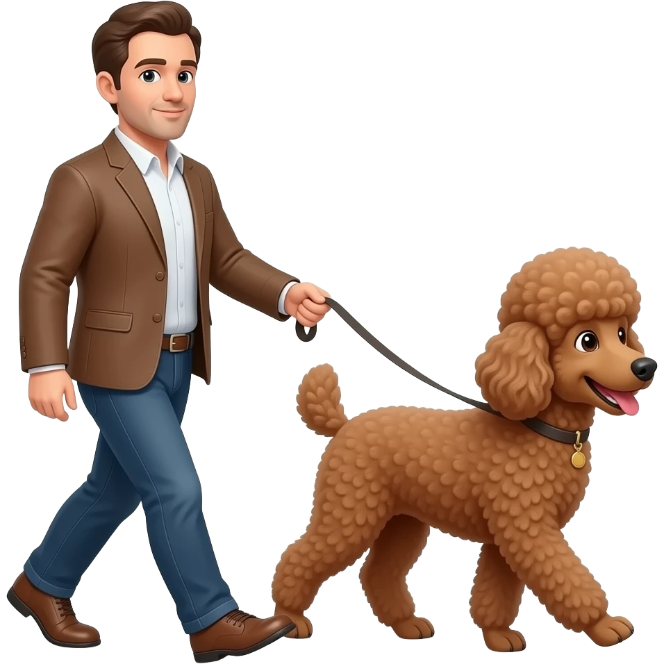 A men walking brown poodle emoji