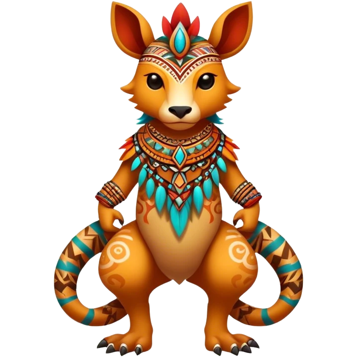 a colorful edgy cute vernid-fionbri-creature with tribal patterns full body emoji