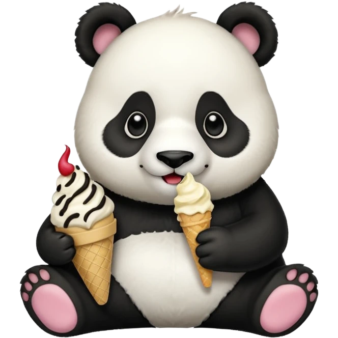 Panda eating ice cream emoji