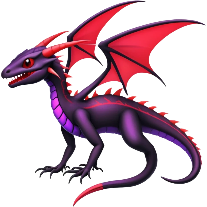 Colorful Neon Black and red and purple Gothic Edgy Tropical Flygon-Aurorus-Salandit-Salazzle-Amaura-Hybrid-Creature emoji