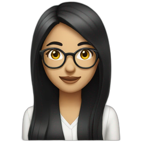 Arabe girl With glasses long black straight hair smile emoji