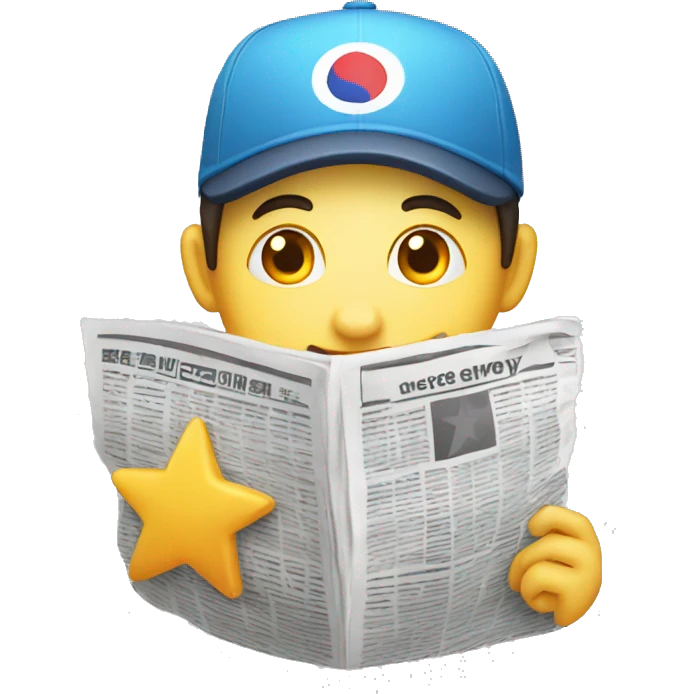 a star cartoon character holding a korean newspaper emoji