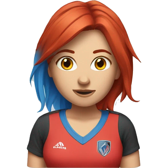 a female esports coach with red hair and blue shirt.  emoji