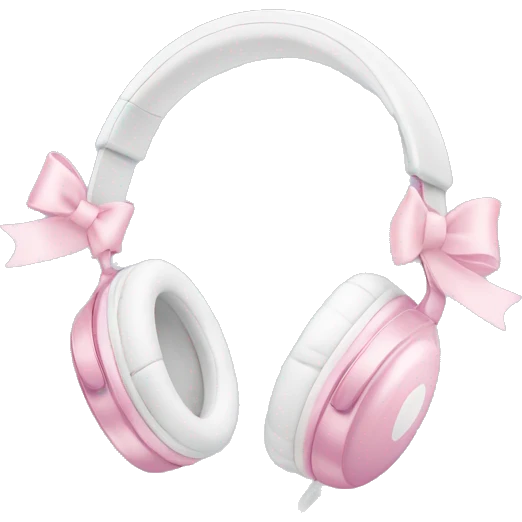 White apple headphones with light pink bows emoji