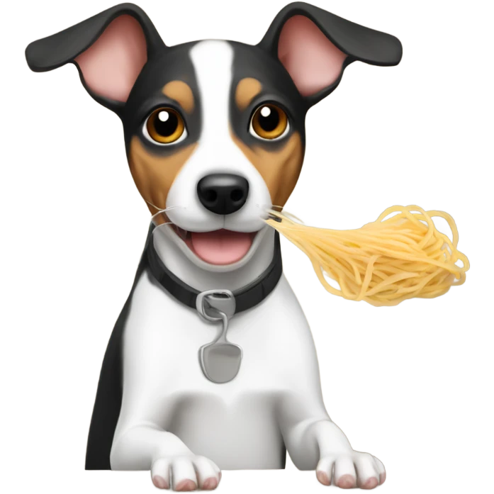 Rat terrier eating spaghetti  emoji