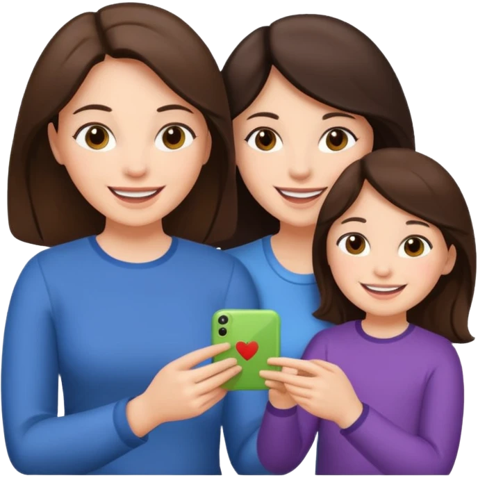 мама брюнетка и дочка брюнетка играют emoji